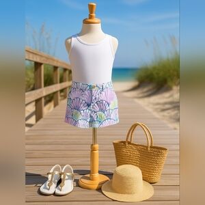 Lilly Pulitzer Girls Shello Seashells Multicolored Adjustable Shorts Size 14